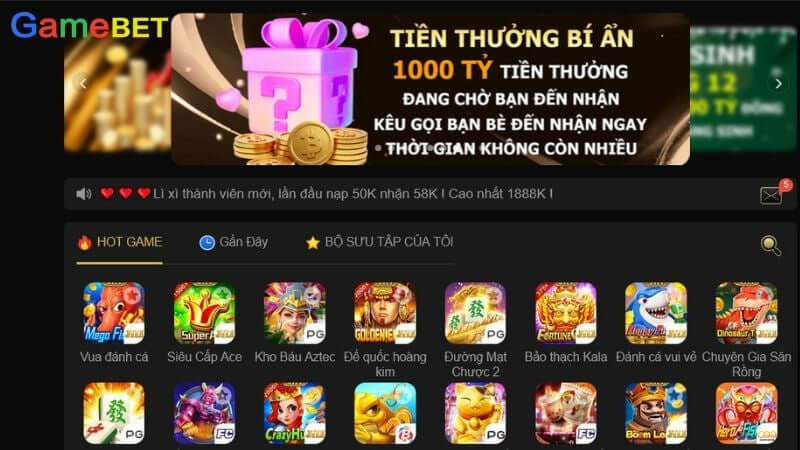 GameBET cổng game hot với nhiều phần thưởng quà tặng